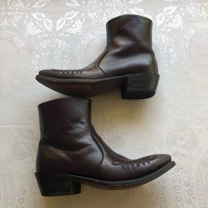 DURANGO Vintage Black Cherry Leather Ankle Boots Embroidered Men’s Size 8.5EE